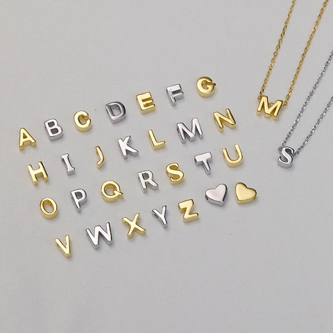Collana Con Pendente Lettera Alfabeto Cuore Argento Sterling 925 Gioielli Eleganti Minimalisti Da Donna