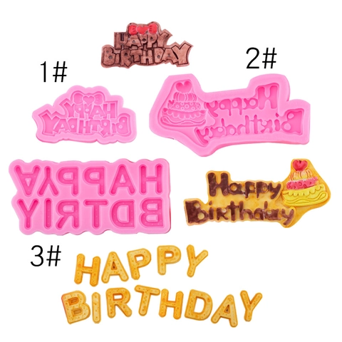 Happy Birthday Letter Silicone Mold For Cake Decoration Fondant Chocolate Baking Tool DIY Dessert Making Supplies