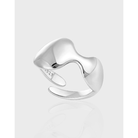 925 Sterling Silber Unregelmäßiger Offener Ring Für Frauen Minimalistisches Flüssiges Geometrisches Design Verstellbar