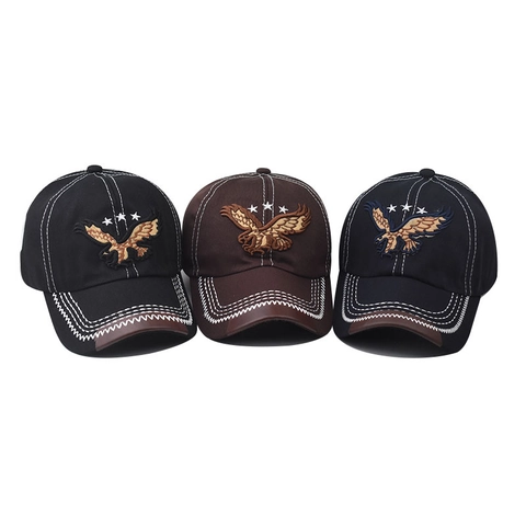 Cappello Da Baseball In Cotone Lavato Ricamo Aquila Stile Distressed Berretto Da Sole Regolabile Outdoor Stile Retro Unisex
