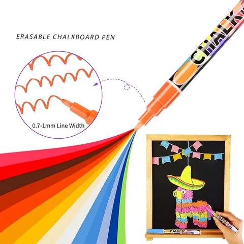 Liquid Chalk Markers Erasable Paint Pens Extra Fine Tip Dust Free For Led Writing Board Glass Window Diy Craft School