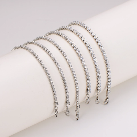 Tennis Armband Enkelbandje 304 Roestvrij Staal Cubic Zirconia Verstelbaar Minimalistische Fonkelende Sieraden Voor Dames