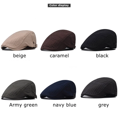 Retro Men Flat Cap Cotton Adjustable Metal Buckle Vintage British Style Ivy Newsboy Hat For Outdoor Casual Wear