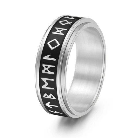 Spinner Ring Nordische Wikinger Runen Edelstahl Leuchtende Drehbarer Band Schmuck Herren Mode Vintage Cooles Accessoire
