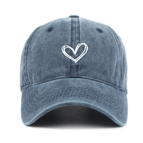 Cappello Da Baseball In Cotone Lavato Vintage Con Ricamo A Cuore Berretto Da Sole Retrò Casual Per Uomo Donna