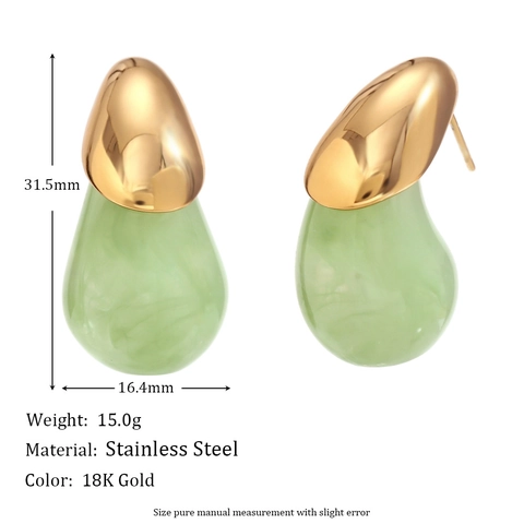 Wassertropfen Stecker Ohrringe Mit 18K Vergoldetem Edelstahl Stecker Harz Bunte Bonbons Sommer Mode Schmuck Für Damen