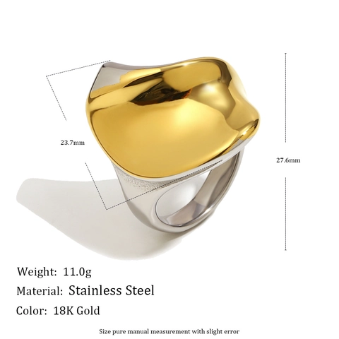 Anillo Fluido Retorcido Acero Inoxidable Chapado En Oro De 18K Bicolor Geométrico Minimalista Joyería Para Mujer