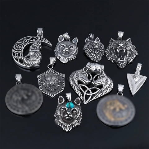 Collana Con Pendente Testa Di Lupo Acciaio Inossidabile Retro Vichingo Punk Gotico Nordico Gioielli Per Uomo