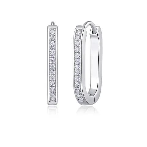 Pendientes de Aro Geométricos de Plata de Ley 925 con Moissanita para Mujer Minimalista Forma de V Hexágono Forma de U Joyería