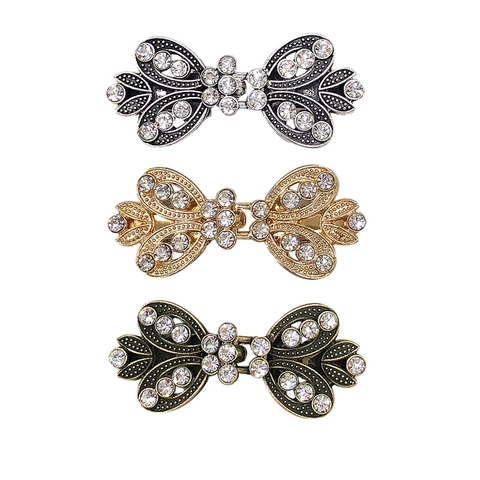Vintage Alloy Rhinestone Artificial Pearl Cardigan Clip For Women Antique Gold Silver Sweater Scarf Buckle Cloak Buckle