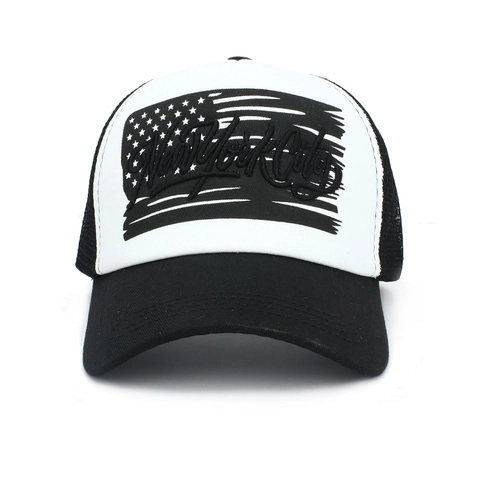 Gorra Trucker Bordada New York City Estampado Bandera Americana Malla Transpirable Ajustable Béisbol Hombres Mujeres
