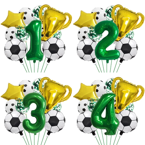 Soccer Birthday Balloon Trophy Aluminum Foil Latex Decorations Sports Theme Party Celebration Supplies Kids Boy Newborn