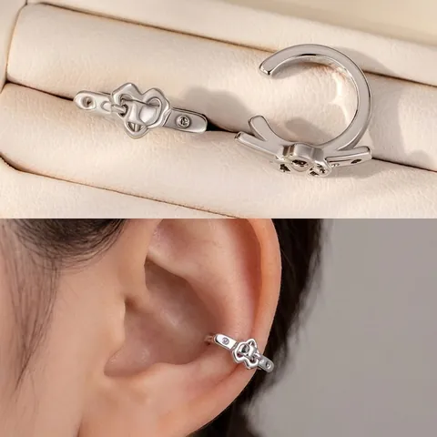 Herzförmige Gürtelschnalle Ohrmanschette Kupfer Süßer Cooler Stil Ohne Piercing Minimalistische Clip Ohrringe