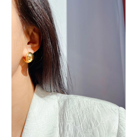 Minimalist Brass Gold Plated Teardrop Hoop Earrings Women Geometric Polished Double Sided Metal Earrings Jewelry Gift