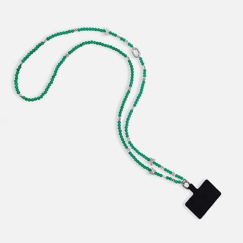 Catena Cellulare Tracolla Collana Perline Verde Smeraldo Ciondoli Farfalla Lega Stile Cinese Retrò Elegante Accessorio Multifunzionale Donna
