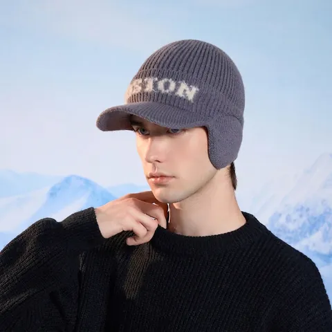 Berretto Da Baseball In Maglia Da Uomo Cappello Invernale Caldo Con Paraorecchie Acrilico Antivento All'aperto Ciclismo