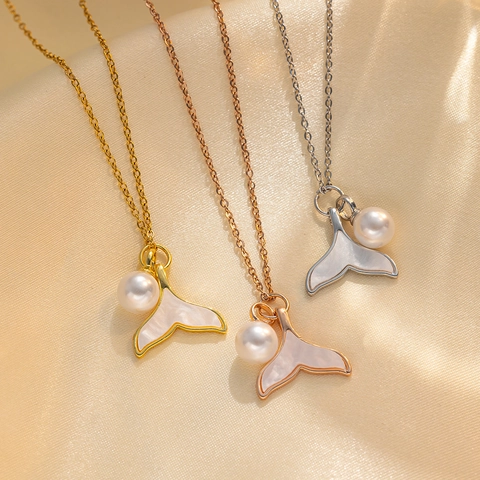 Collana Con Ciondolo A Coda Di Sirena In Acciaio Inossidabile Con Conchiglia E Perla Artificial Per Donna Gioielli Eleganti