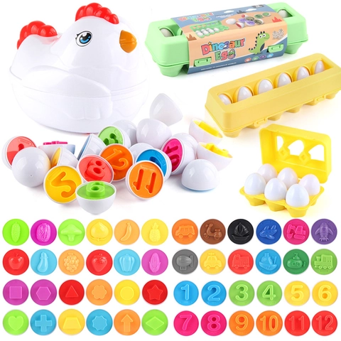 Giocattolo Uova Abbinamento Plastica Forme Geometriche Numeri Dinosauro Gioco Educativo Smistamento Per Bambini