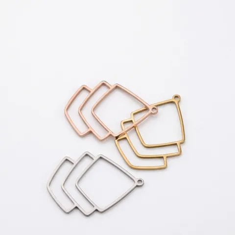 Colgantes Geométricos De Acero Inoxidable Huecos Para Hacer Joyas DIY Charms De Trapecio Minimalistas Pulido Espejo
