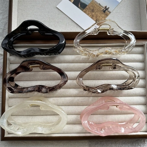 Pinzas Para El Cabello Grandes Plástico PC Forma De Nube De Onda Irregular Estilo Francés Accesorios Elegantes Mujer