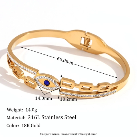 Bracciale Occhio Del Diavolo Placcato Oro 18K Acciaio Inossidabile Micro Intarsio Zircone Chiusura A Molla Gioielli Donne