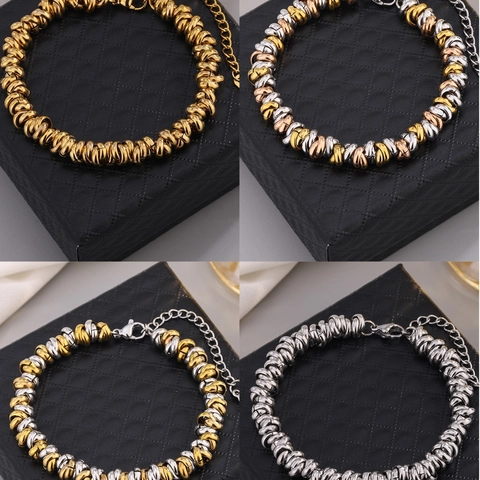 Stainless Steel Bracelet Twisted Woven Chain Adjustable Hip Hop Fashion Jewelry For Women Men Minimalist Circle Link