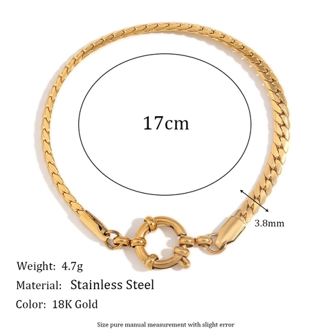 Pulsera De Cadena De Acero Inoxidable Chapado En Oro De 18K Minimalista Clip De Papel Hoja Joyería Para Mujer Cierre De Resorte