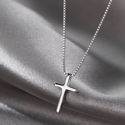 Collana Con Ciondolo A Croce Minimalista Elegante Catena Veneziana In Rame Lucido Argentato Gioielli Clavicola Per Donne