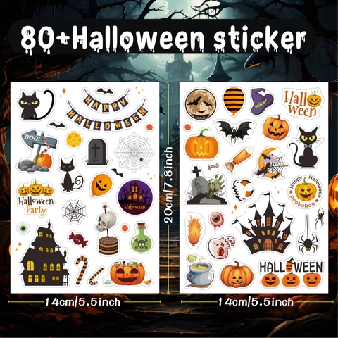 Halloween Holographic Laser Flash Stickers Waterproof DIY Decals For Kids Party Decoration Pumpkin Ghost Bat Skull Patterns