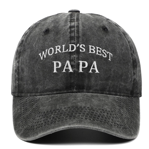 World's Best Papa Embroidered Baseball Cap Washed Cotton Vintage Distressed Dad Hat For Father Day Gift Adjustable