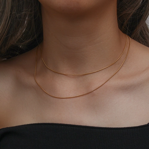 Collana A Catena Di Serpente Minimalista In Acciaio Inossidabile Placcato Oro Gioielli Eleganti Per Donne Accessori Di Moda Stile Ins