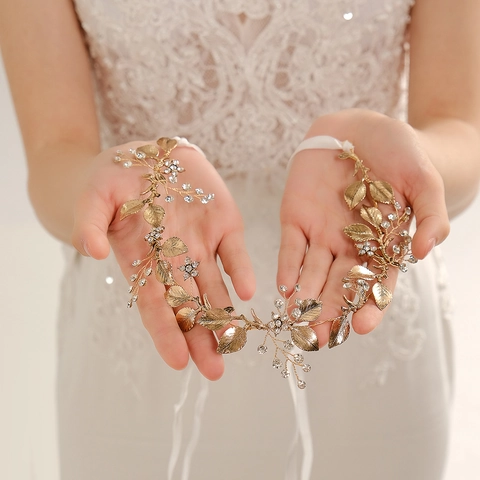 Braut Haarband Vintage Handgemachte Blume Blatt Legierung Kristall Strass Künstliche Perle Böhmische Hochzeit Stirnband Für Frauen