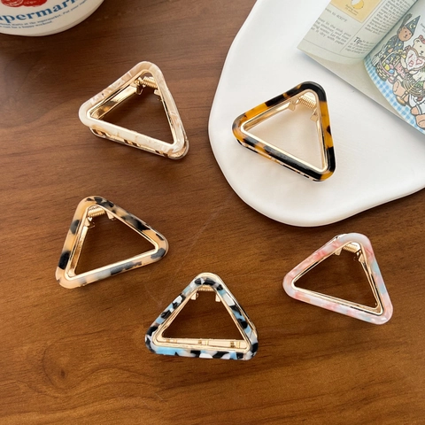 Triangle Hair Claw Clip Acetate Alloy Hollow Geometric Marble Tortoiseshell Retro Sweet Hair Accessories For Women