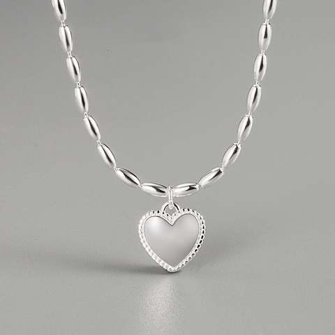 925 Sterling Zilveren Hart Hanger Ketting Minimalistische Kralen Kant Sleutelbeenketting Sieraden Voor Dames