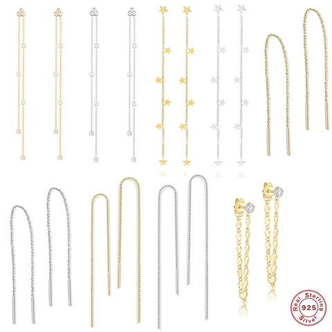 Orecchini A Catena Con Nappa Lunga In Argento Sterling 925 Con Ciondolo A Stella Cuore Farfalla In Zircone AAAAA