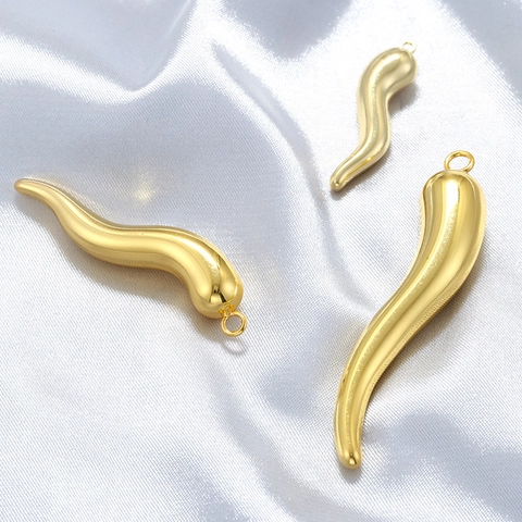 Poliertes Italienisches Horn Cornicello Anhänger Aus Kupfer Glücksbringer Vintage Vergoldeter Chili Anhänger Schmuckzubehör