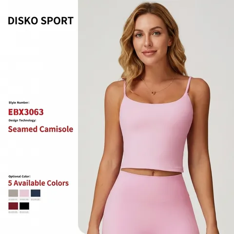 Women Yoga Sport Tank Top Brushed Fabric Hollow Back Square Neck Removable Pads High Elastic Slim Fit Workout Cami