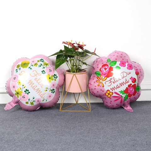 Mother's Day Foil Balloons Heart Flower Trophy Shape Spanish English Happy Mother's Day Party Decor For Mom