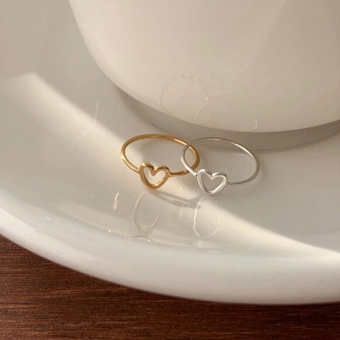 Anillo Abierto Con Forma De Corazón Plata De Ley 925 Joyería Fina Minimalista Para Mujer Uso Diario Accesorio Elegante