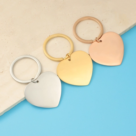 Heart Shaped Keychain Mirror Polished 304 Stainless Steel Glossy Bag Charm Pendant Fashion Jewelry Accessory