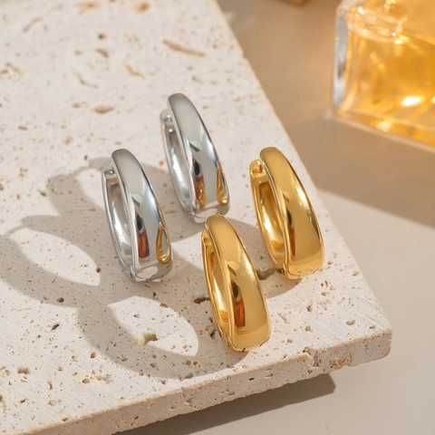 Minimalistische U-Förmige Creolen Aus Edelstahl Geometrische Ovale Huggies Vergoldet Wasserfester Schmuck Für Frauen