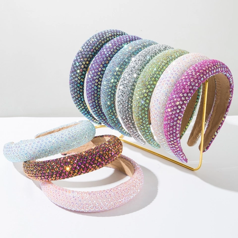 Luxe Barok Gewatteerde Haarband Met Stras Voor Dames Sprankelende Legering Haarsieraad Voor Bruiloft Feest Mode