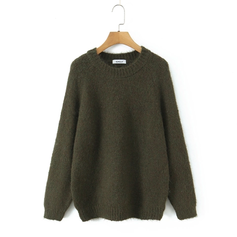 Maglione In Maglia A Girocollo Da Donna Misto Lana Maniche Lunghe Pullover Peloso Casual Caldo