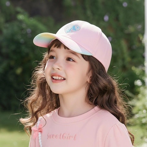 Cappellino Da Baseball Bambini Cuore Paillettes Sirena Glitter Sfumato Protezione Solare Regolabile Ragazze
