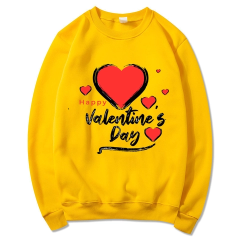 Felpa Da Uomo Pile Poliestere Stampa Cuore San Valentino Girocollo Maniche Lunghe Pullover Casual Caldo Abbigliamento