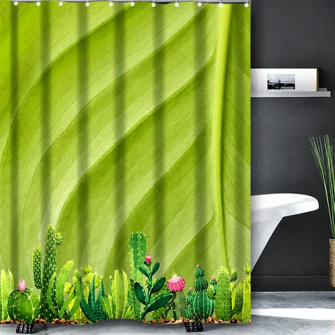 Waterproof Polyester Shower Curtain Floral Tropical Plant Pattern Digital Print Bathroom Decor With Hooks Mildew Resistant