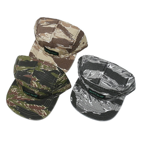 Cappellino Da Camp A Cinque Pannelli Cotone Mimetico A Strisce Di Tigre Retro Hip Hop All'aperto Regolabile Visiera Piatta