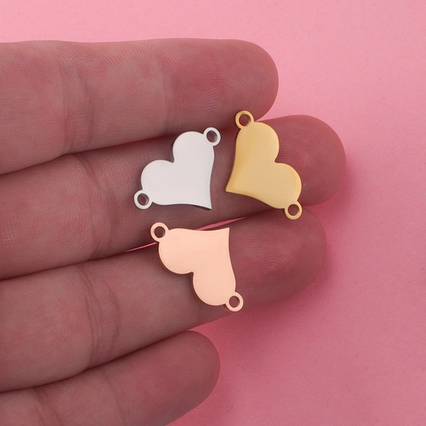 Heart Charms Stainless Steel Connector Mirror Polished Double Loops For DIY Bracelet Necklace Jewelry Making Accessory