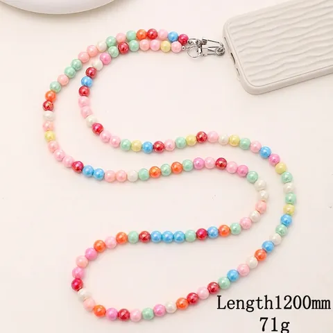 Kralen Telefoon Lanyard Crossbody Acryl Kunstparel Riem Lange Ketting Mobiele Telefoon Case Decoratie Hangen Charm Voor Vrouwen