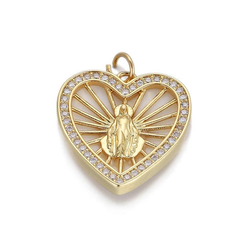 Vintage Copper Gold Plated Heart Cherry Devil Eye Pendant For DIY Necklace Making Matte Sacred Heart Rhinestone Jewelry Charms